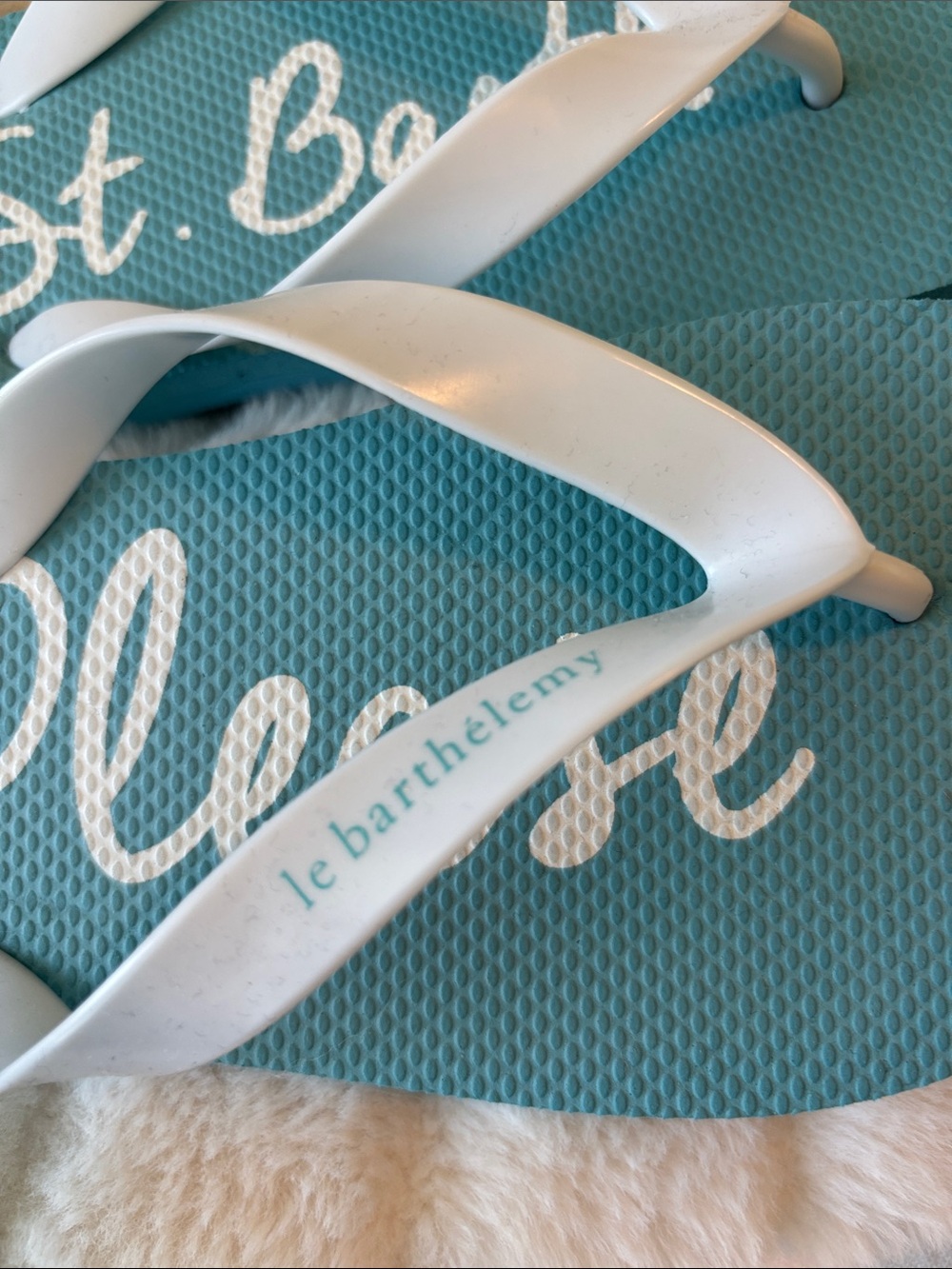St. Barths NEW Teal Flip Flop Sandals with White Straps - Picture 4 of 5